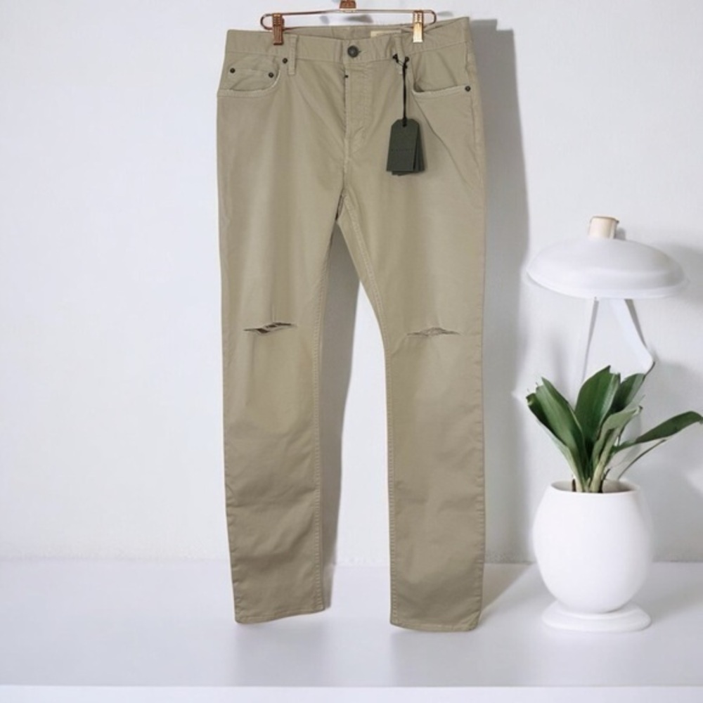 ALLSAINTS Rex Twill Damaged Slim Jeans Barley Taupe NWT Men Size 33